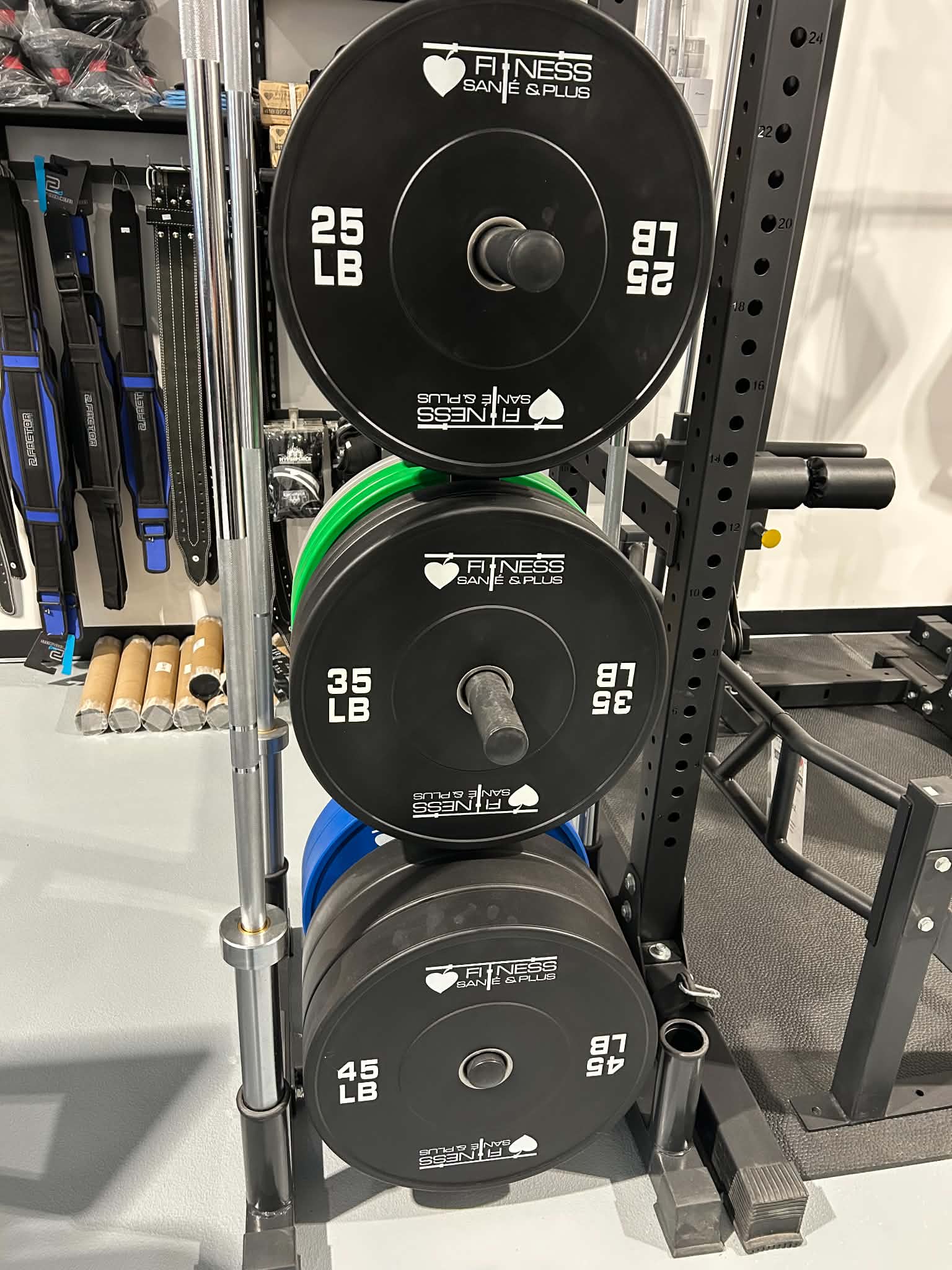 Ensemble de bumper plates olympique de 275lb ou 205lb avec barre (45 lb) et collets inclus